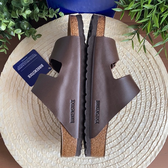 Birkenstock Arizona Brown Leather Slides Sandals - Picture 14 of 16